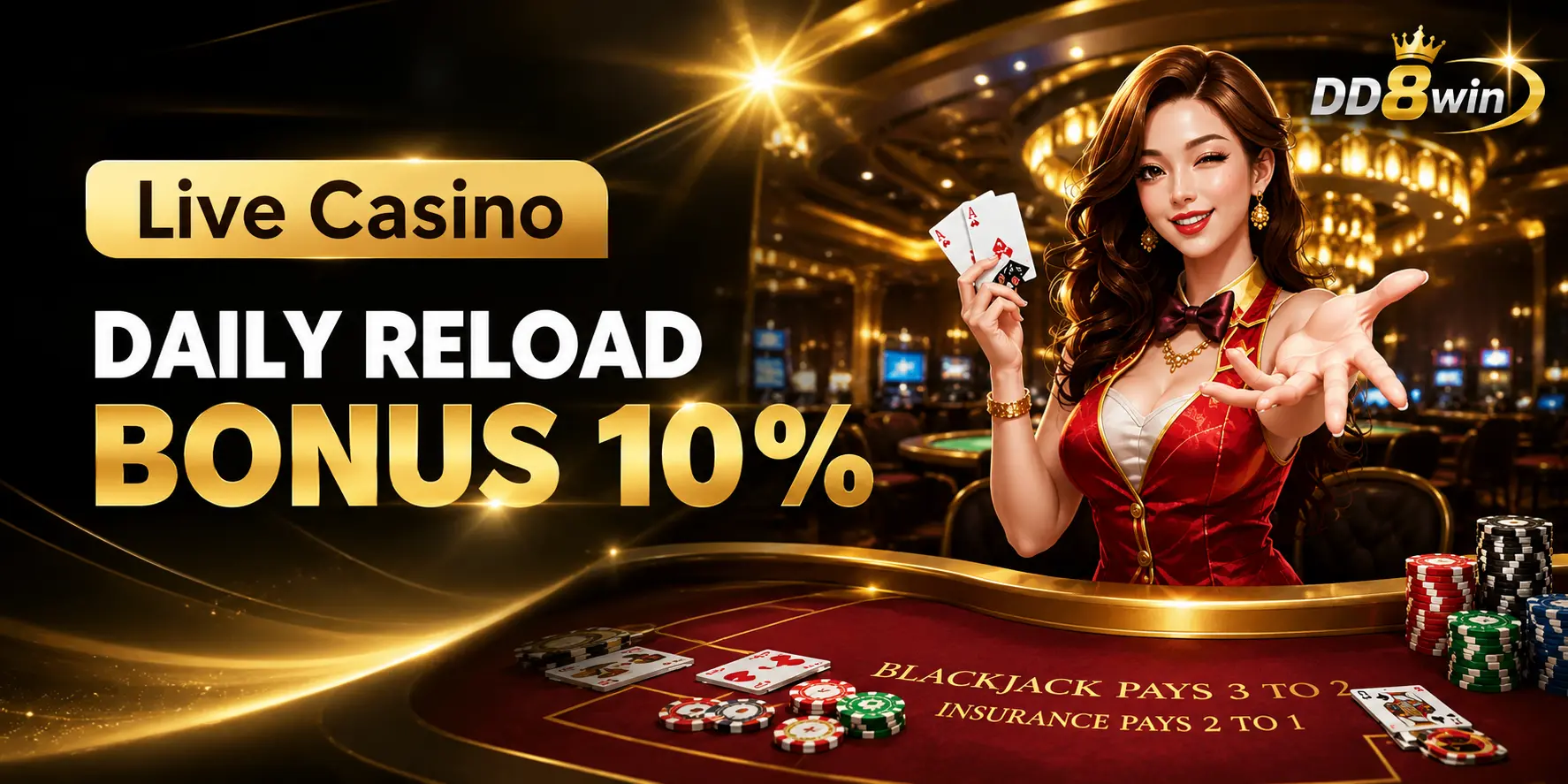 Live Casino daily reload bonus 10%